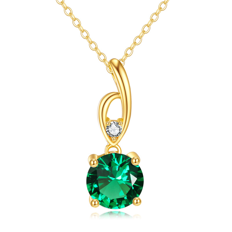 14K Gold Cubic Zirconia Pendant Necklace