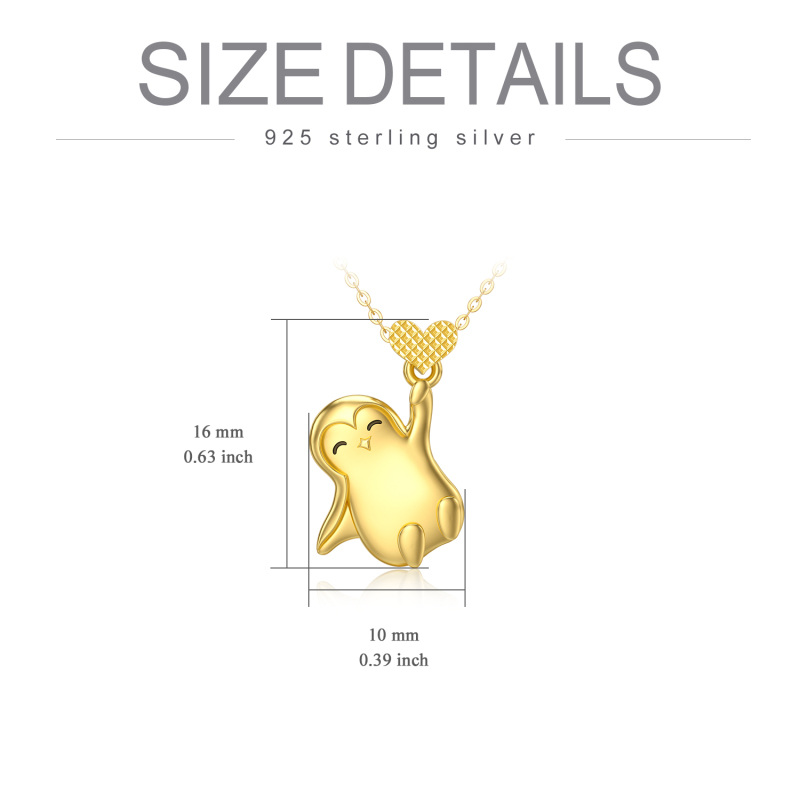 10K Gold Penguin & Heart Pendant Necklace-5
