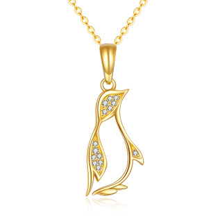 10K Gold Cubic Zirconia Penguin Pendant Necklace-5