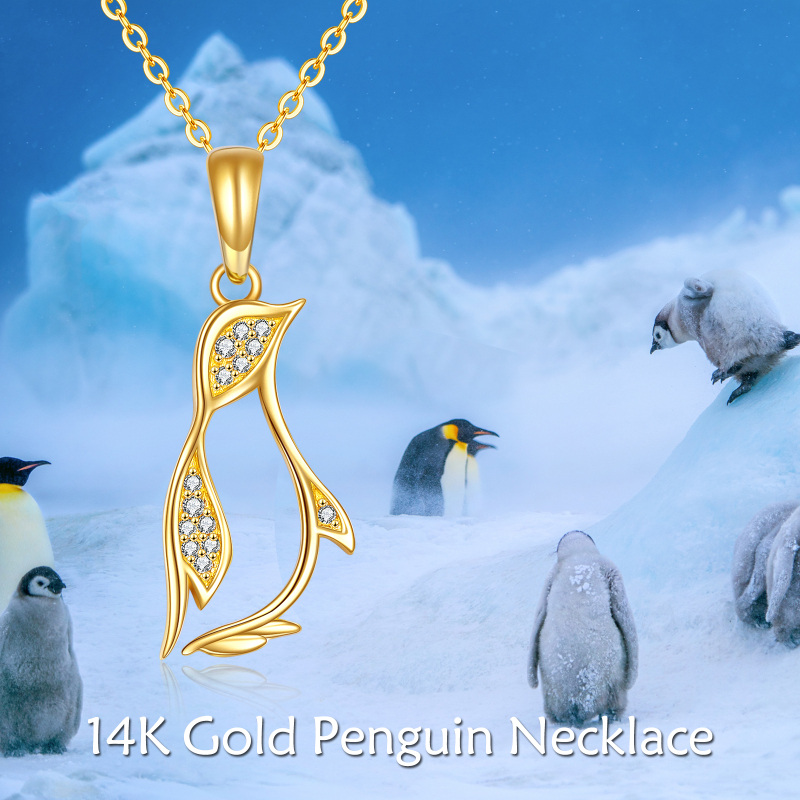 10K Gold Cubic Zirconia Penguin Pendant Necklace-5