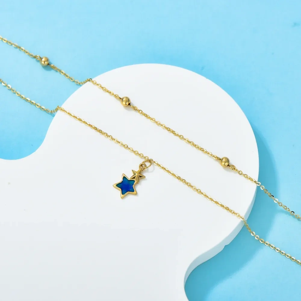 Pulseira com camadas de pentagrama em ouro 10K-3