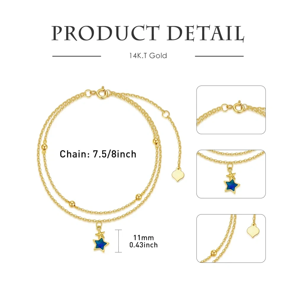 Pulseira com camadas de pentagrama em ouro 10K-4