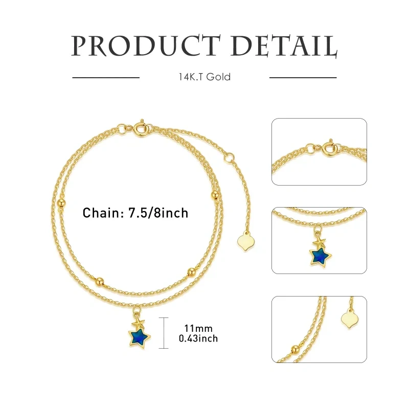 Bracelet en or 14K avec couches de pentagrammes-4