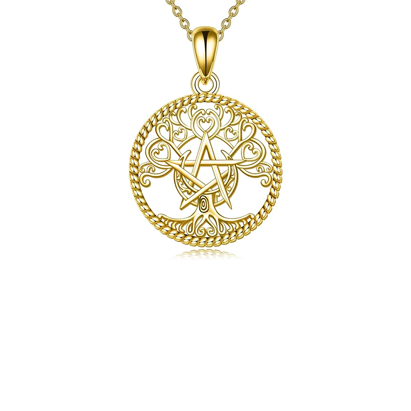 Gold Vermeil Plated Pentagram Pendant Necklace-1