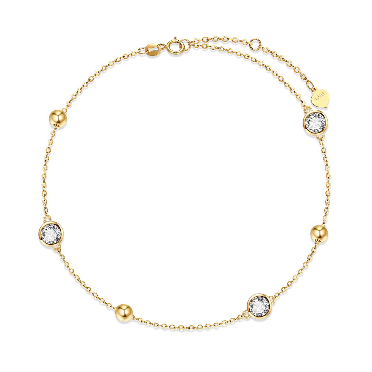 10K Gold Personalized Birthstone Bead Bracelet for Women-1