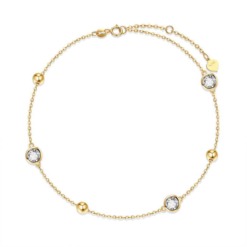 Pulseira de contas de pedra de nascimento personalizada de ouro 10K para mulheres-5