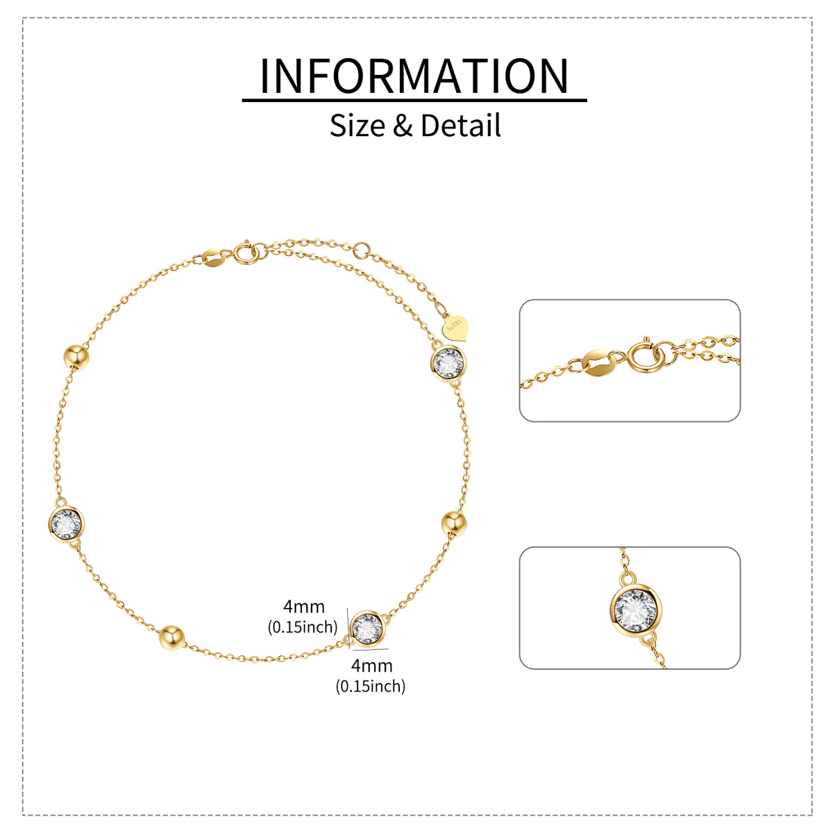 Pulseira de contas de pedra de nascimento personalizada de ouro 18K para mulheres-5