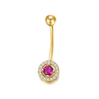 10K Gold Cubic Zirconia Personalized Birthstone Belly Button Ring-60