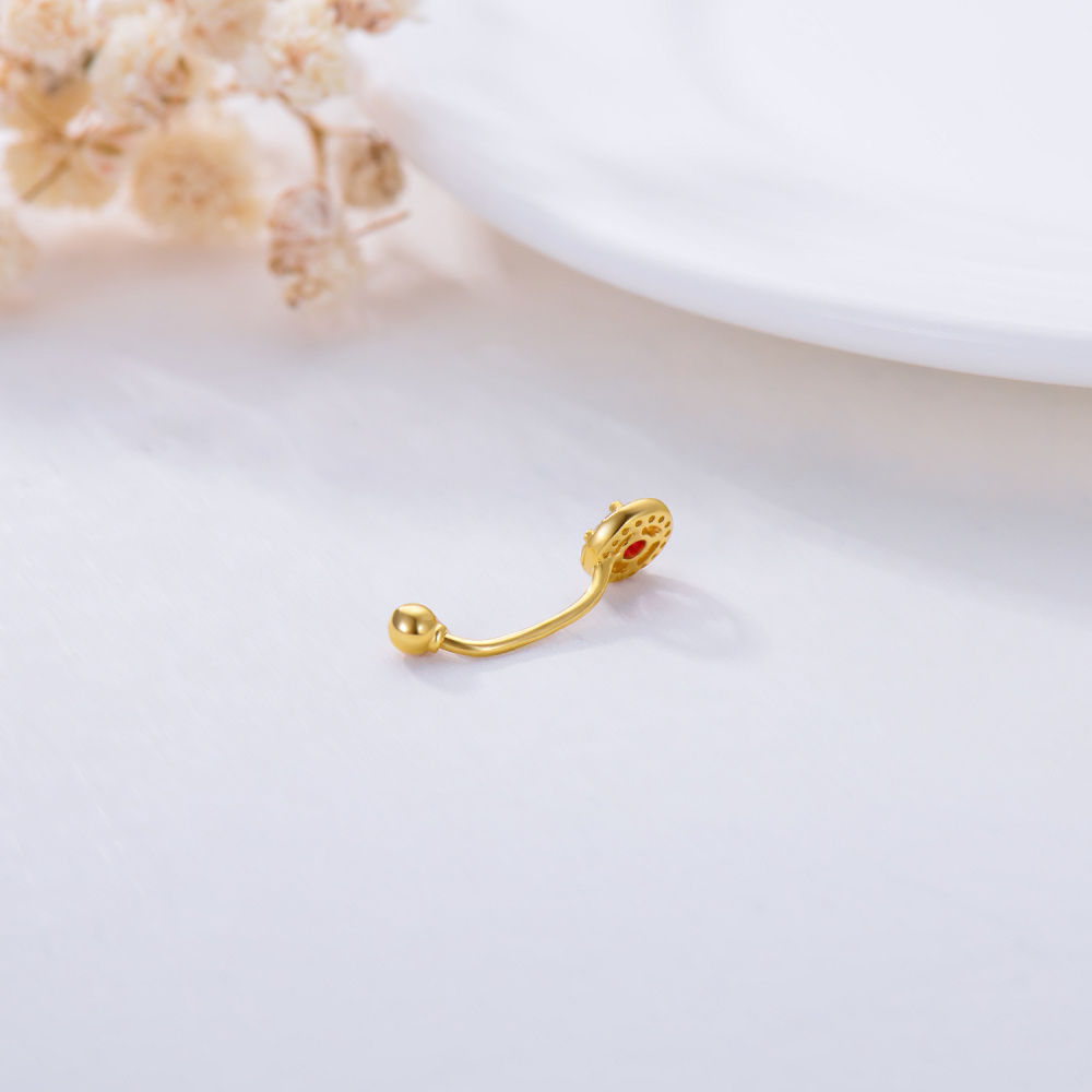10K Gold Cubic Zirconia Personalized Birthstone Belly Button Ring-4