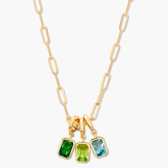 Gold Vermeil Personalized Birthstone Brother And Sister Pendant Necklace