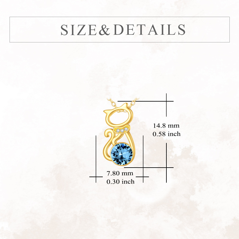 Collar de gato con piedra de nacimiento personalizada en oro de 18 quilates para mujer-3