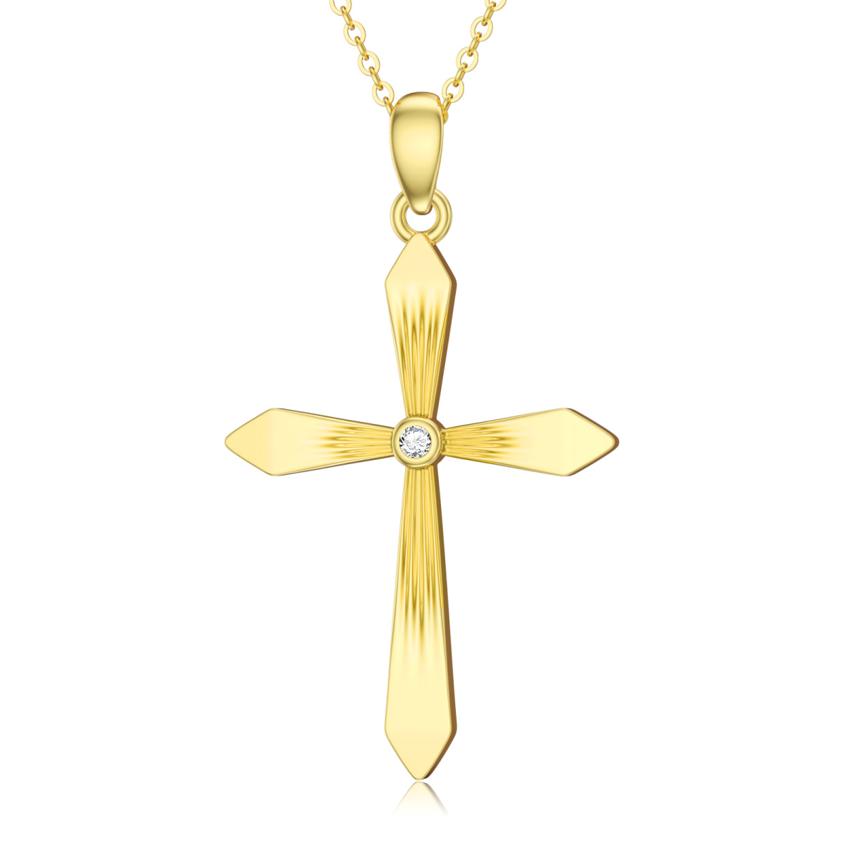 10K Gold Personalized Birthstone Cross Necklace for Women-1