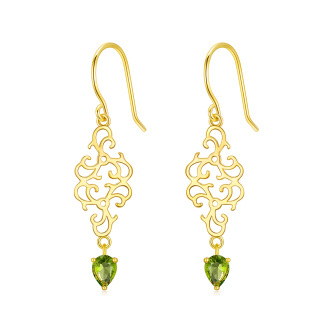 14K Gold Cubic Zirconia Personalized Birthstone Drop Earrings-8