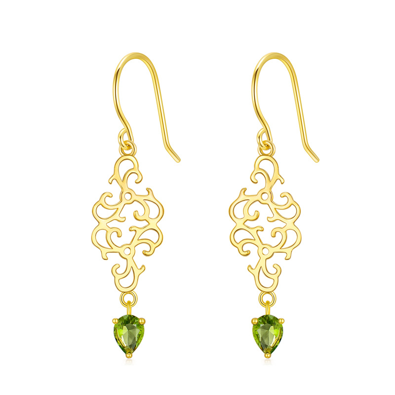 Brincos pendentes personalizados com pedra de nascimento e zircónias cúbicas em ouro 10K-1