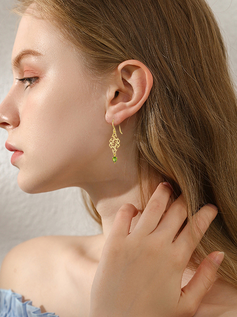 10K Gold Cubic Zirconia Personalized Birthstone Drop Earrings-2