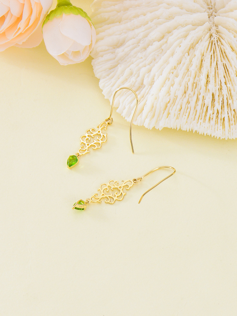 10K Gold Cubic Zirconia Personalized Birthstone Drop Earrings-3