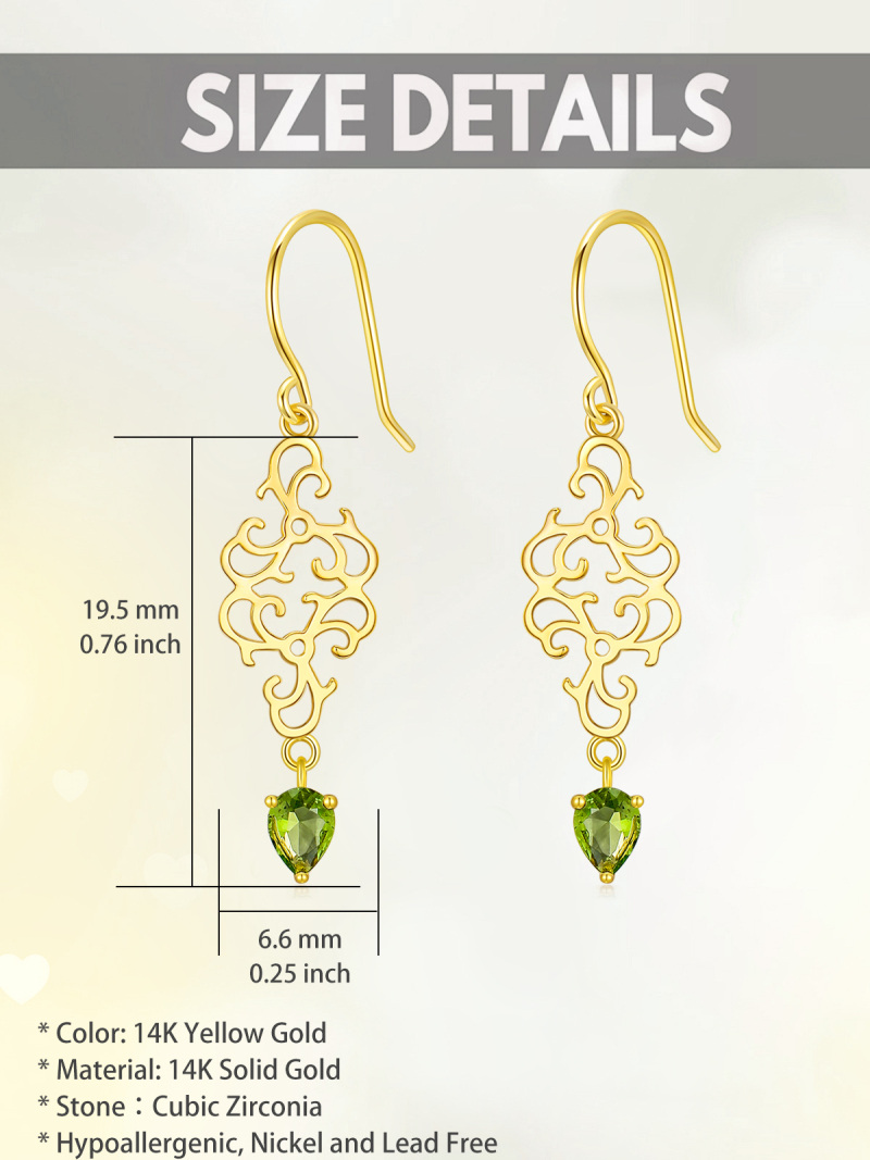 10K Gold Cubic Zirconia Personalized Birthstone Drop Earrings-5