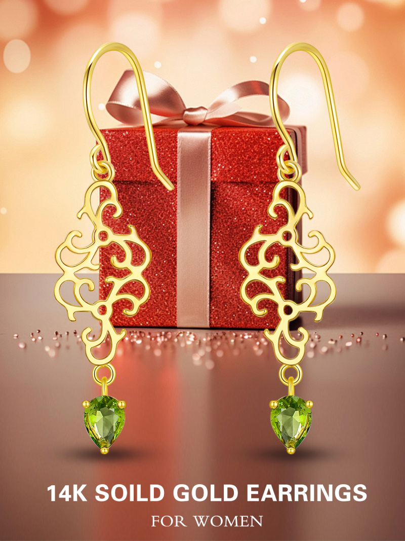 10K Gold Cubic Zirconia Personalized Birthstone Drop Earrings-6