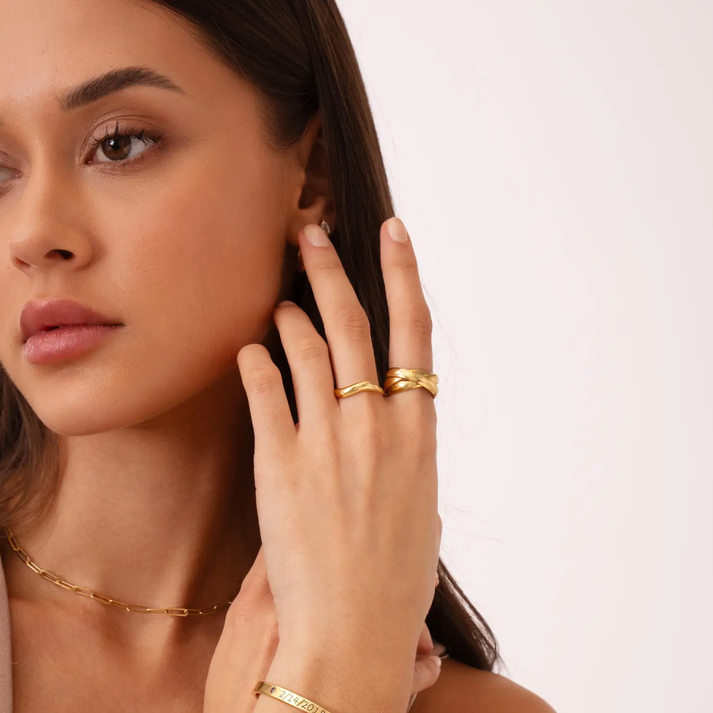 Pulseira de ouro vermeil personalizada com gravura de pedra de nascimento simples para mulheres e homens-2