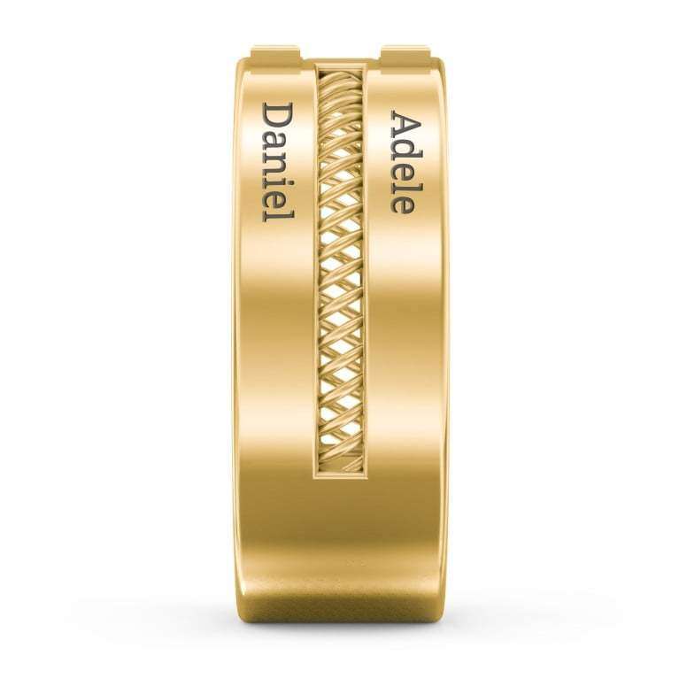 14K Gold Personalised Birthstone Engraving Ring For Men-5