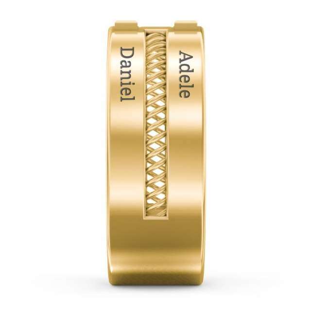 14K Gold Zirkonia Personalisierter Geburtsstein Personalisierte Gravur Geburtssteinring für Männer-5