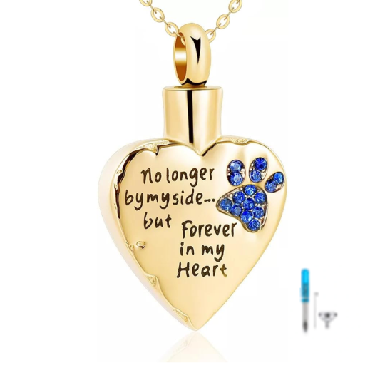10K Gold Cubic Zirconia Personalized Birthstone Engraving Urn Necklace for Ashes