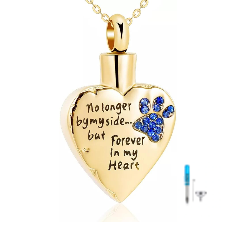 10K Gold Cubic Zirconia Personalized Birthstone Engraving Urn Necklace for Ashes-4