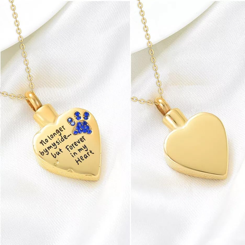 Collar urna para cenizas con grabado personalizado de piedra natal en oro de 10 quilates y circonitas cúbicas-2