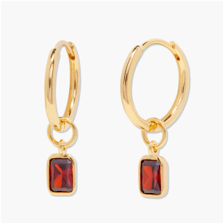 Gold Vermeil Personalized Birthstone Grandmother & Mother & Sisters & Square Drop Earrings-12