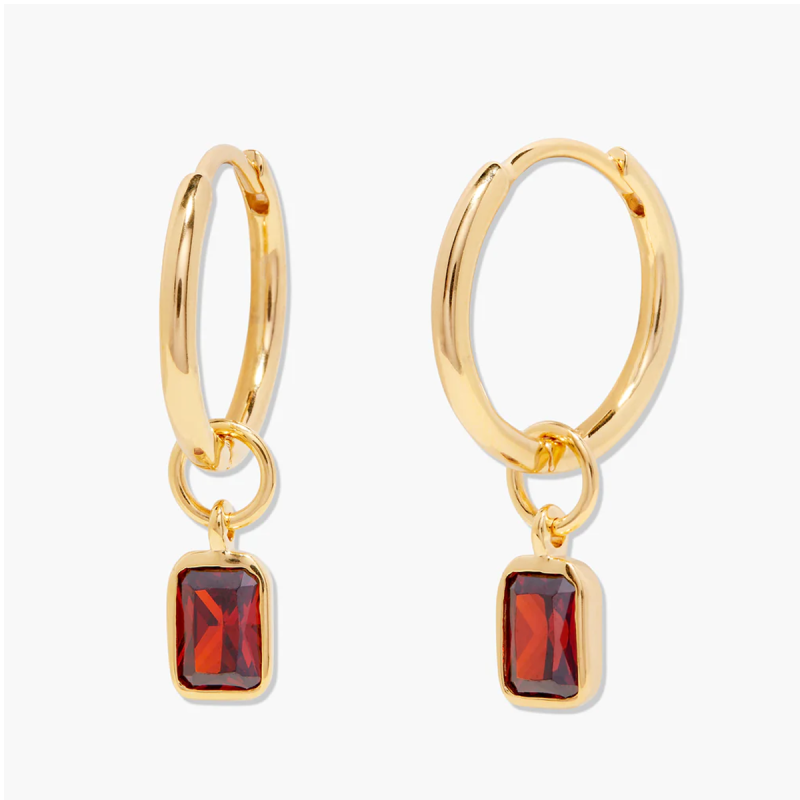 Gold Vermeil Personalized Birthstone Grandmother & Mother & Sisters & Square Drop Earrings-1