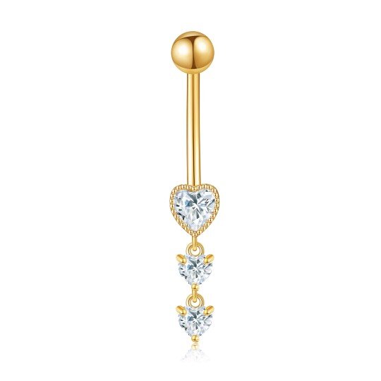 14K Gold Personalized Birthstone Heart Belly Button Ring