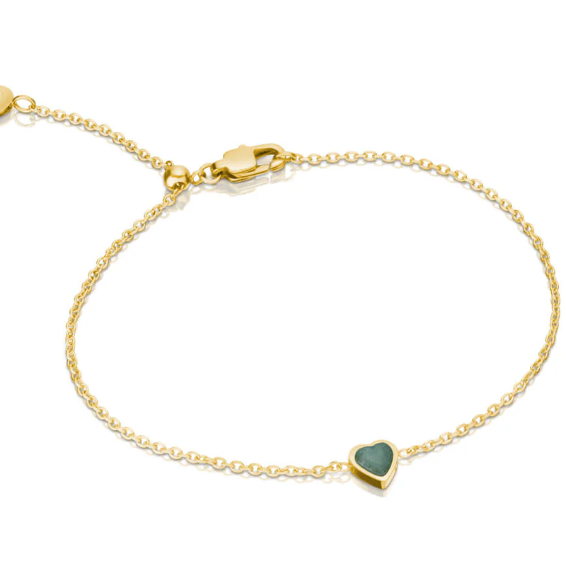 Pulsera personalizada con corazón y piedra natal en oro de 14 quilates para mujer-1