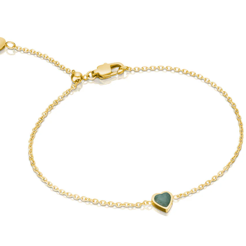 10K Gold Personalized Birthstone Heart Bracelet for Women-2