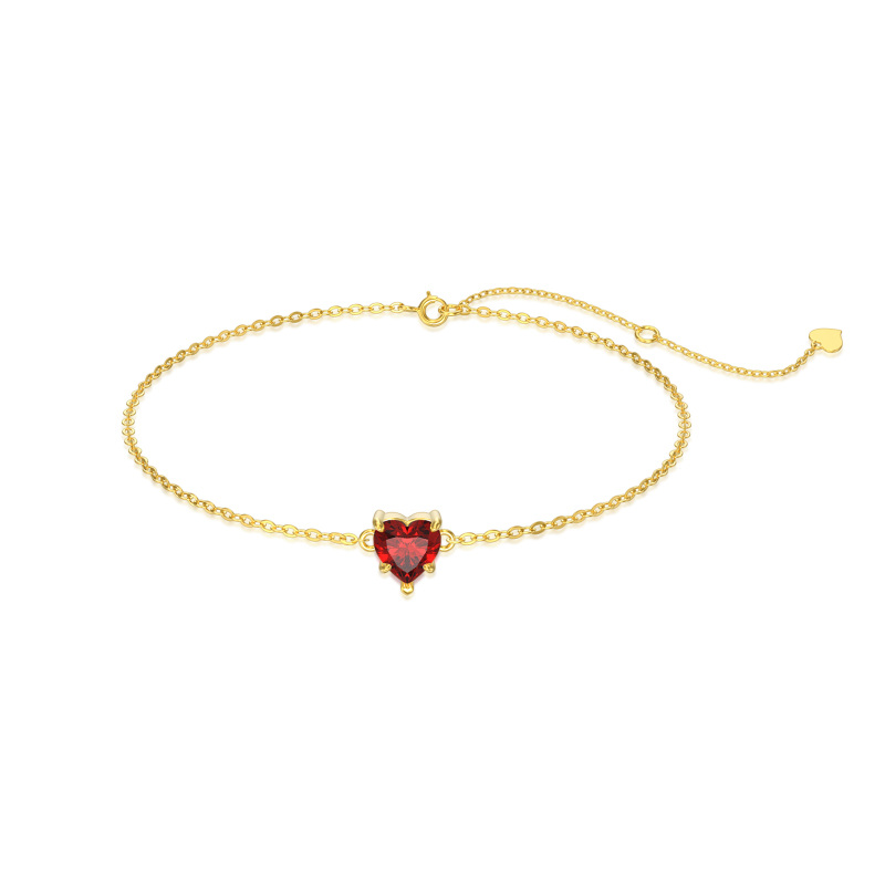10K Gold Cubic Zirconia Personalized Birthstone & Heart Charm Bracelet-7