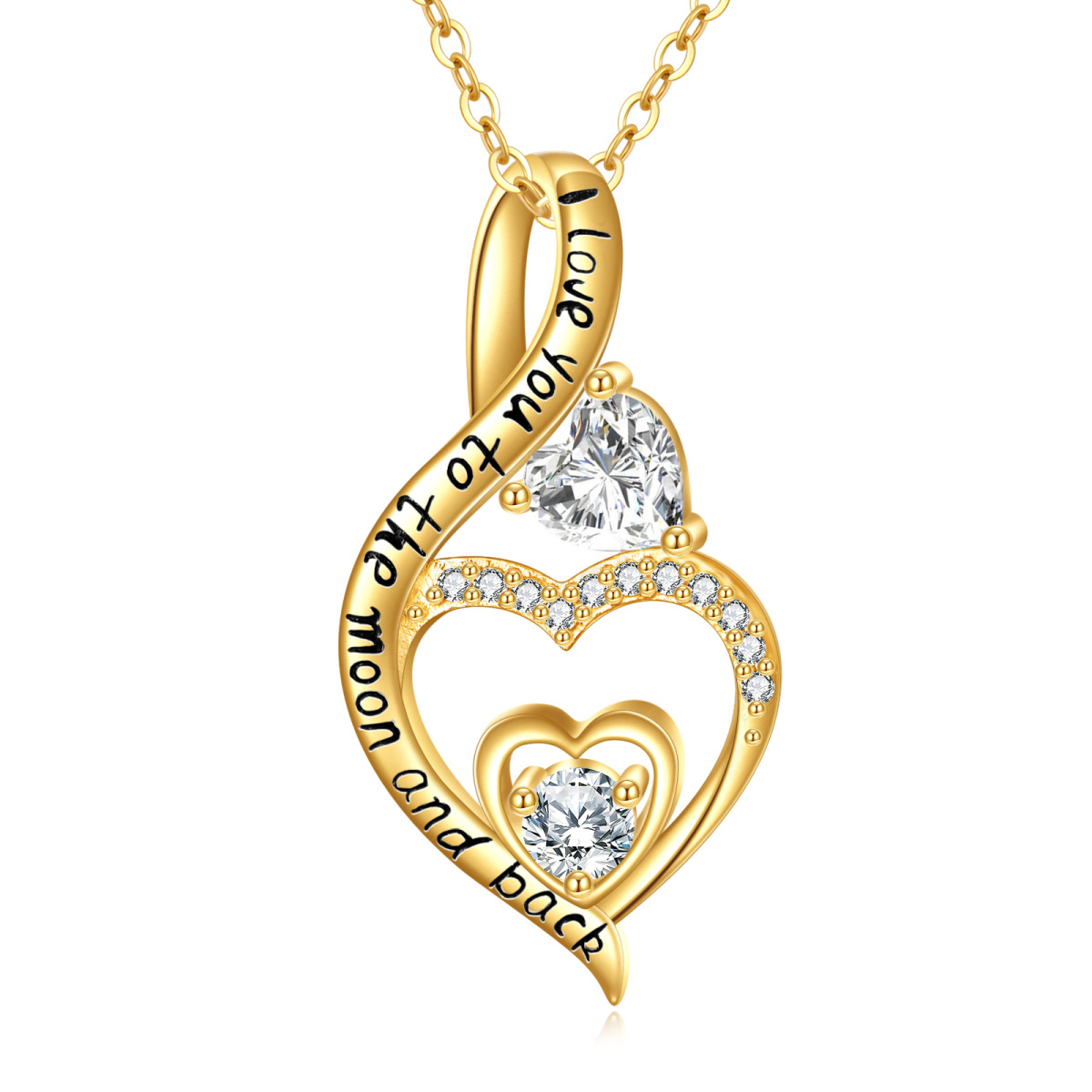 10K Gold Personalized Birthstone & Heart Infinity Symbol Necklace for Women-1