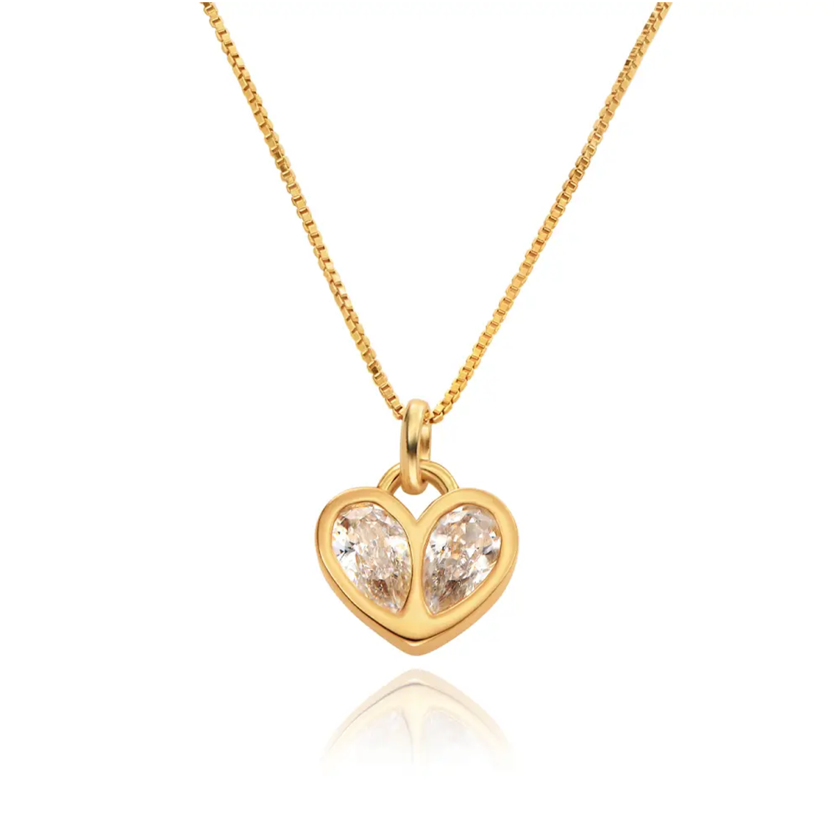 Collana personalizzata in oro vermeil con pietra portafortuna a forma di cuore per donna-1