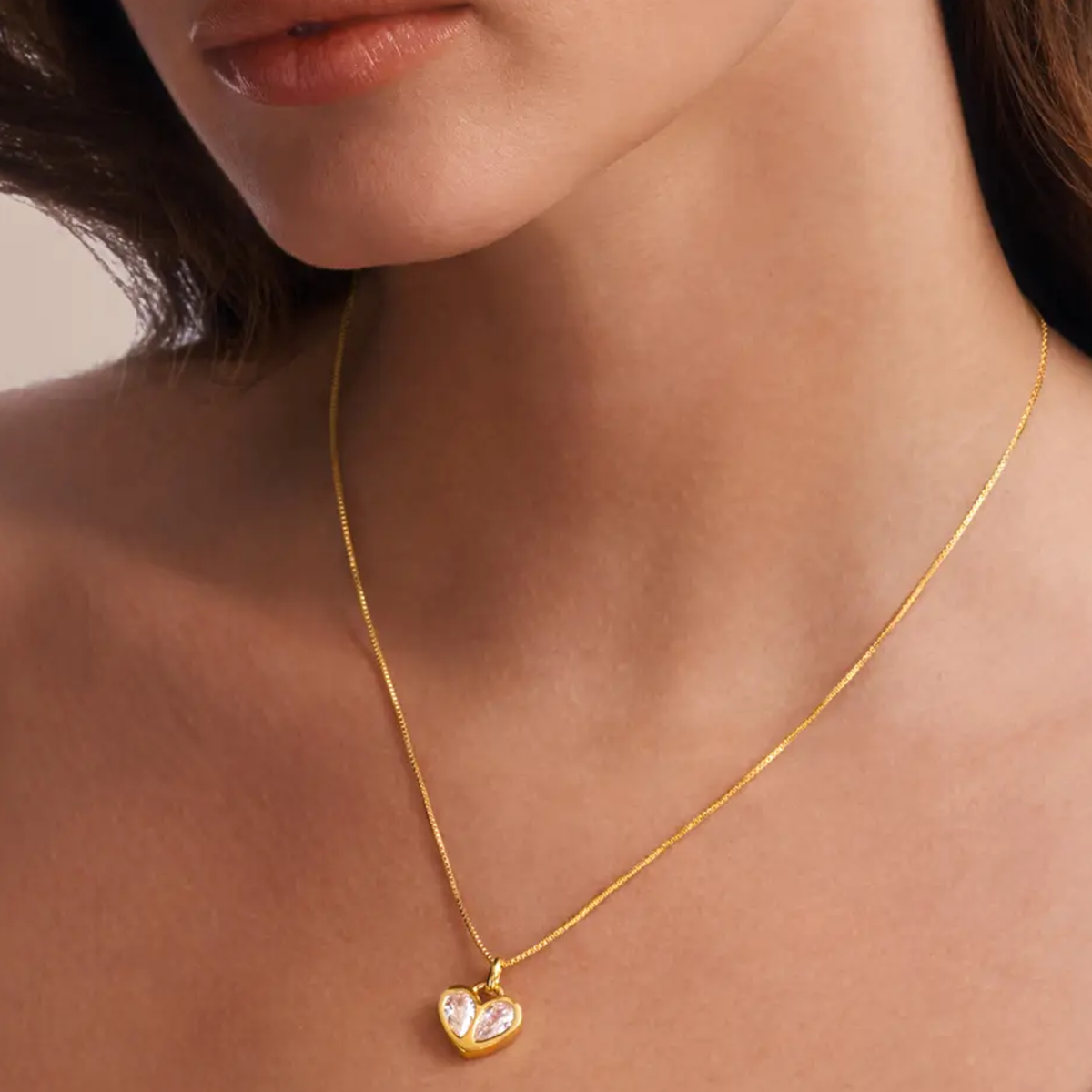 14K Gold Personalized Birthstone Heart Necklace for Women-2