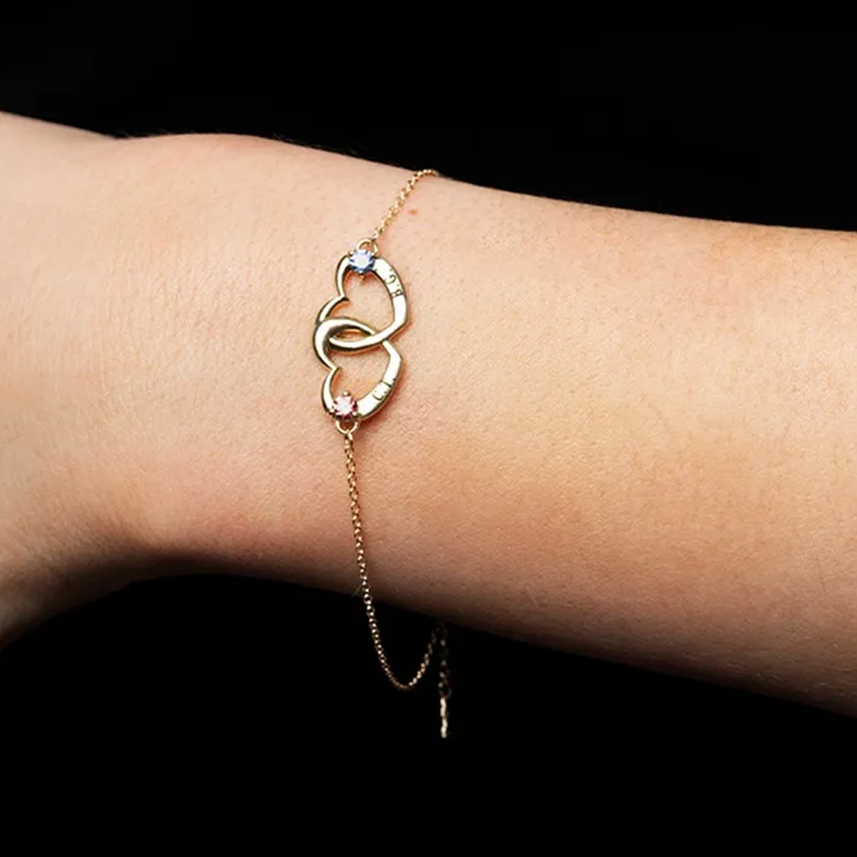 Pulsera personalizada con nombre y piedra natal en oro vermeil para mujer-3