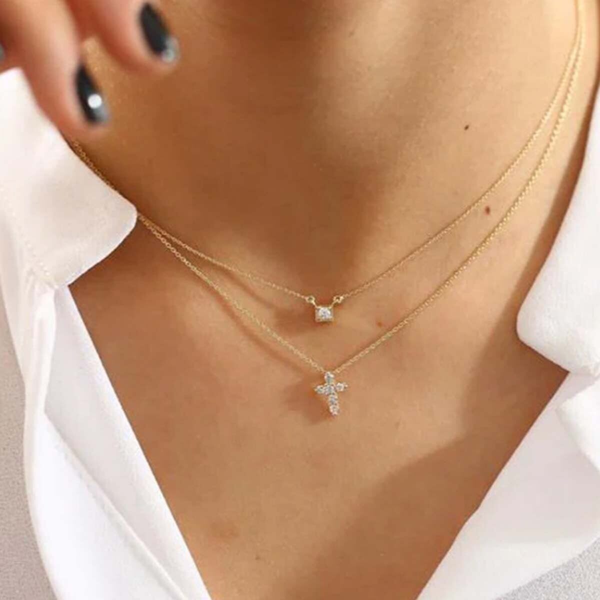 Collier avec pendentif personnalisé en argent sterling plaqué or jaune et pierre de naissance-2