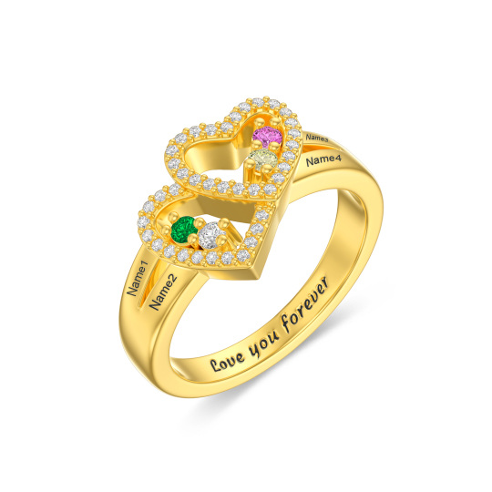 Bague de naissance personnalisée en vermeil doré avec pierre de naissance