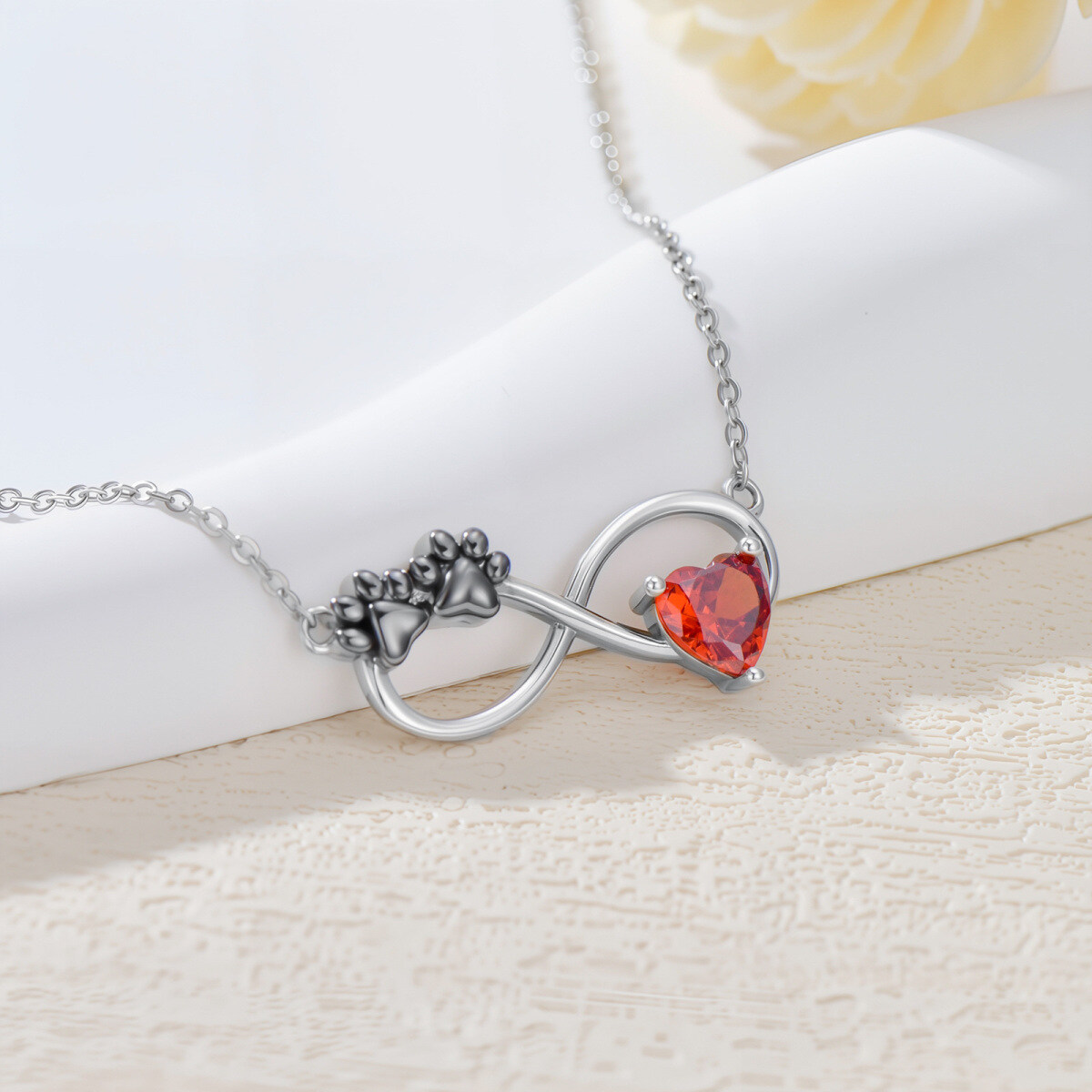 Collier avec pendentif personnalisé en or 14 carats, pierre de naissance, patte, cœur, symbole de l'infini-5