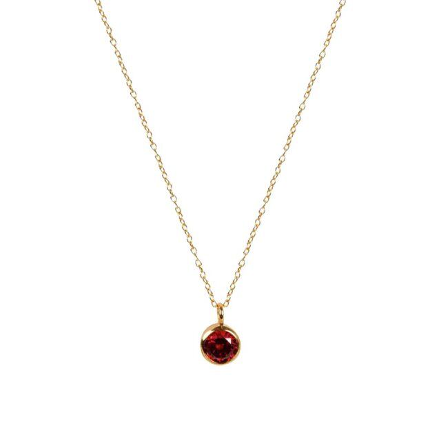 10K Gold Cubic Zirconia Personalized Birthstone Pendant Necklace