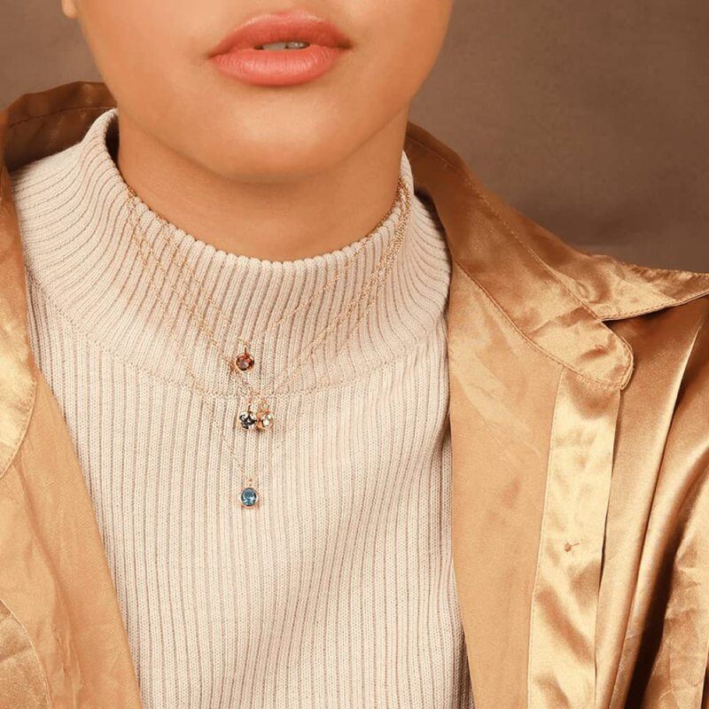 10K Gold Cubic Zirconia Personalized Birthstone Pendant Necklace-2