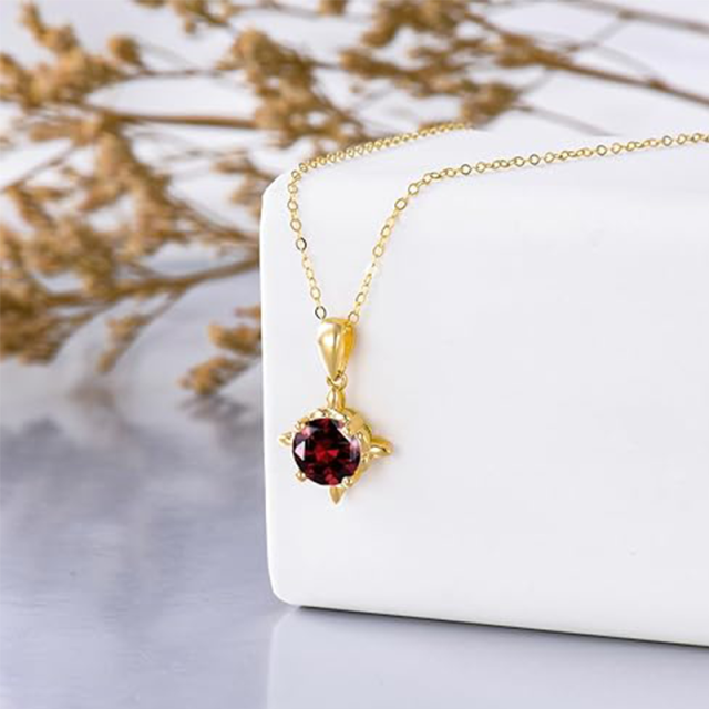 14K Gold Cubic Zirconia Personalized Birthstone Pendant Necklace-4