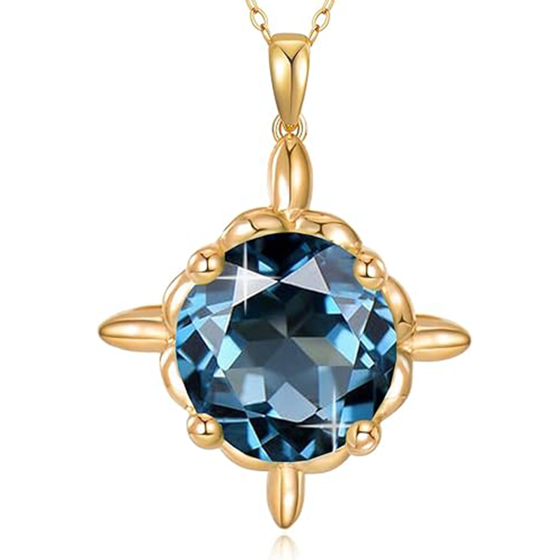 10K Gold Cubic Zirconia Personalized Birthstone Pendant Necklace-1