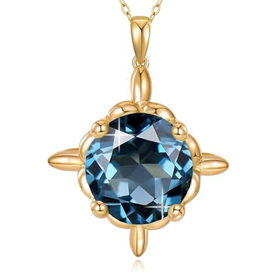 10K Gold Cubic Zirconia Personalized Birthstone Pendant Necklace