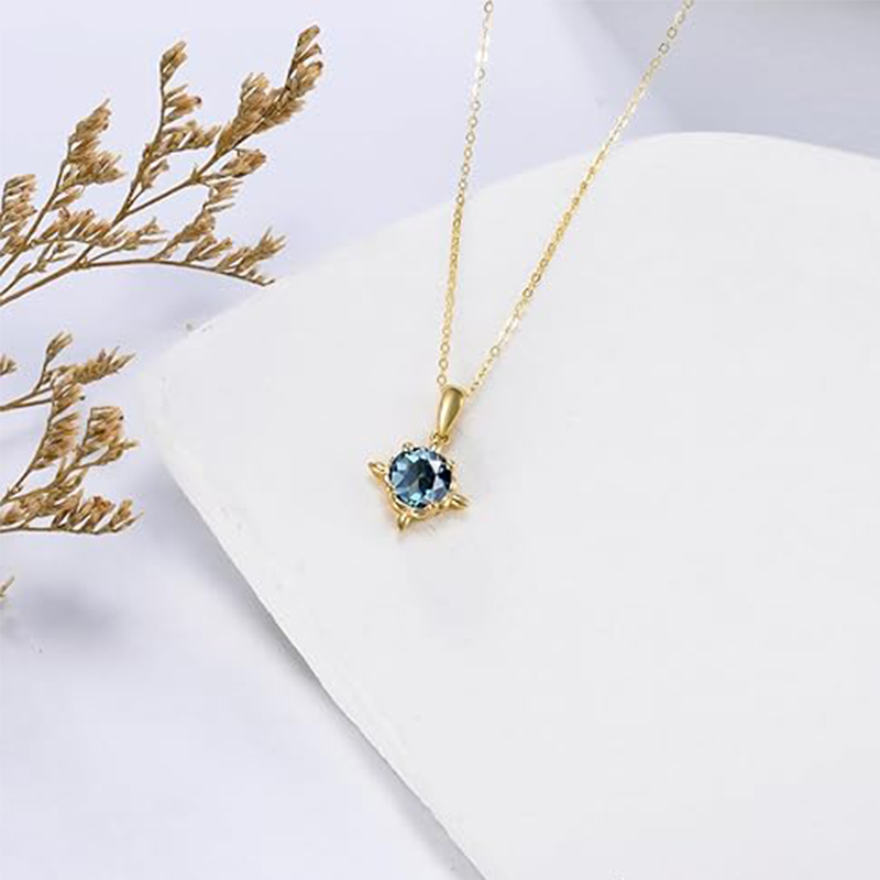10K Gold Cubic Zirconia Personalized Birthstone Pendant Necklace-3