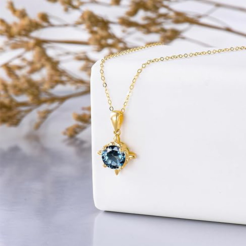 10K Gold Cubic Zirconia Personalized Birthstone Pendant Necklace-4