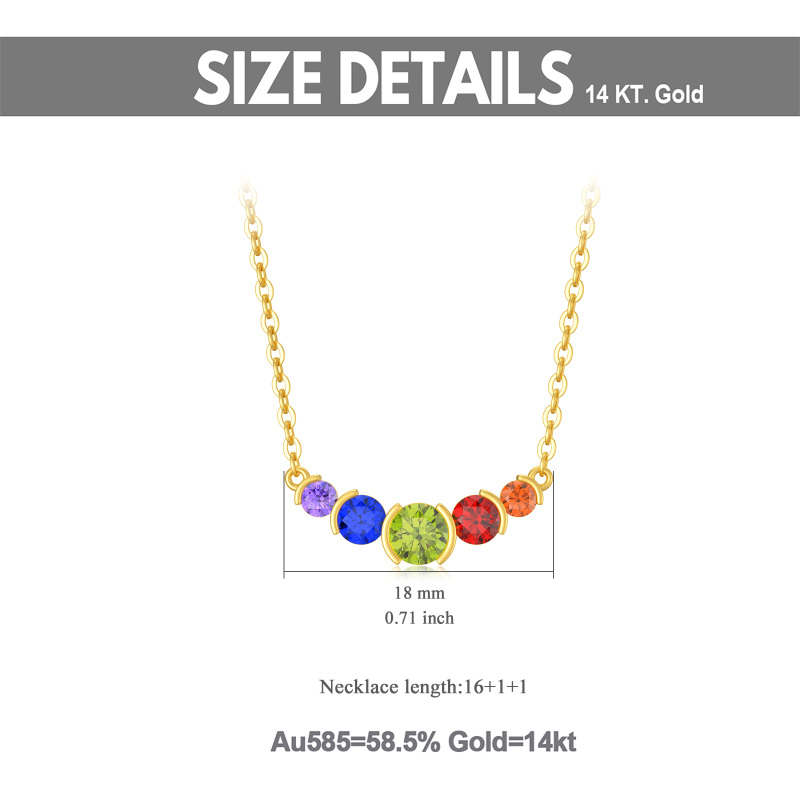 قلادة من الذهب عيار 18 قيراطًا مرصعة بالزركونيا المكعبة، مُصممة خصيصًا لأحجار الميلاد-5