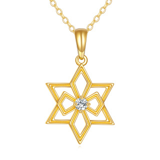 10K Gold Personalized Birthstone Star Of David Necklace for Women-9